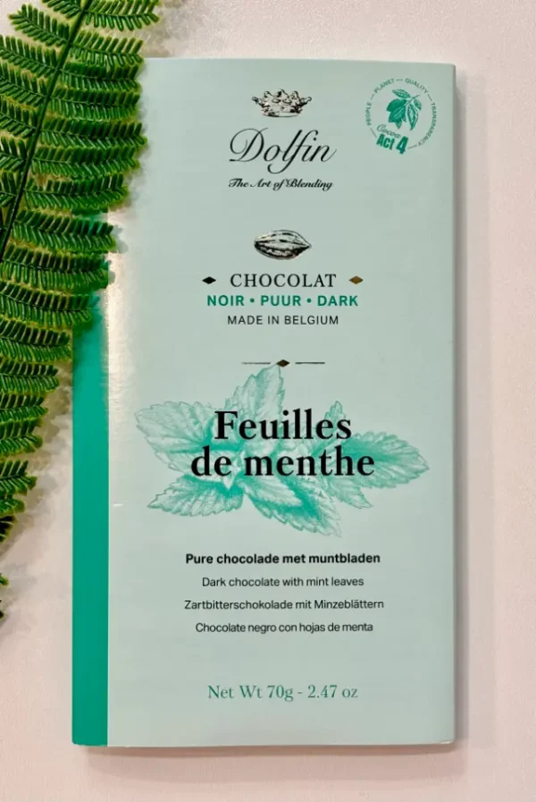 Chocolat Dolfin aux Feuilles de Menthe – Saveur Rafraîchissante